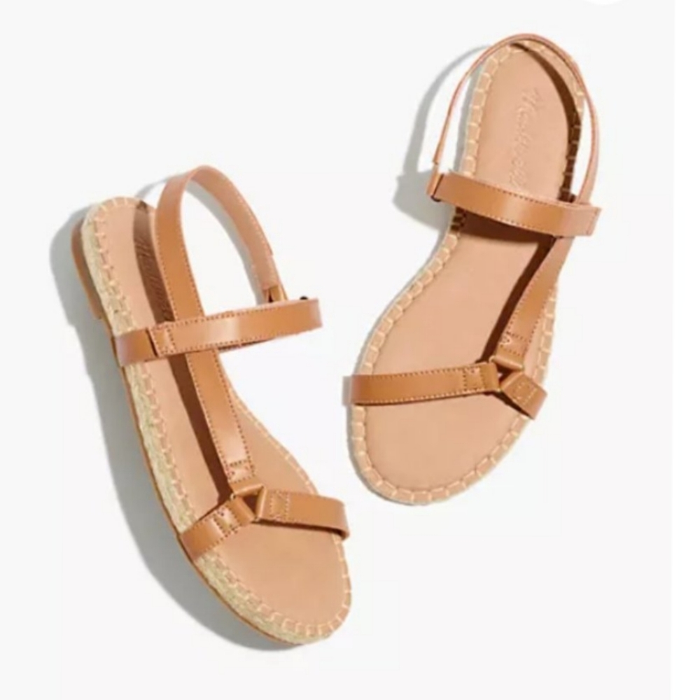 Madewell Tan Leather Strap Espadrille Sandals